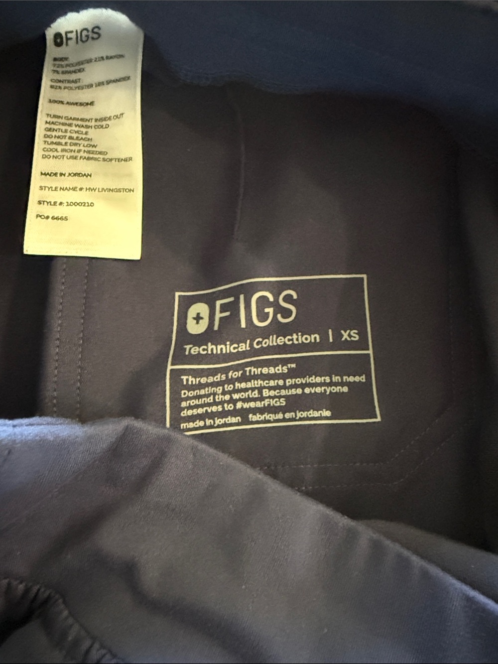 Figs Navy High waisted Livingston Scrub Pants - Picture 3 of 4